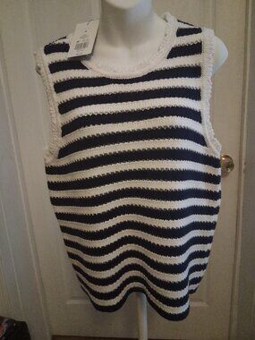 Crown & Ivy sleeveless sweater vest. Blue and white. NWT